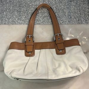 Vintage White/Brown Coach Bag
